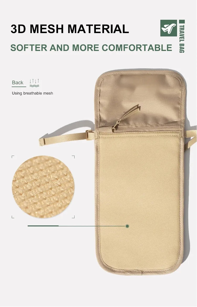 Travel document bag Lightweight multi-functional storage bag Passport holder mobile phone storage Waterproof anti-theft bag