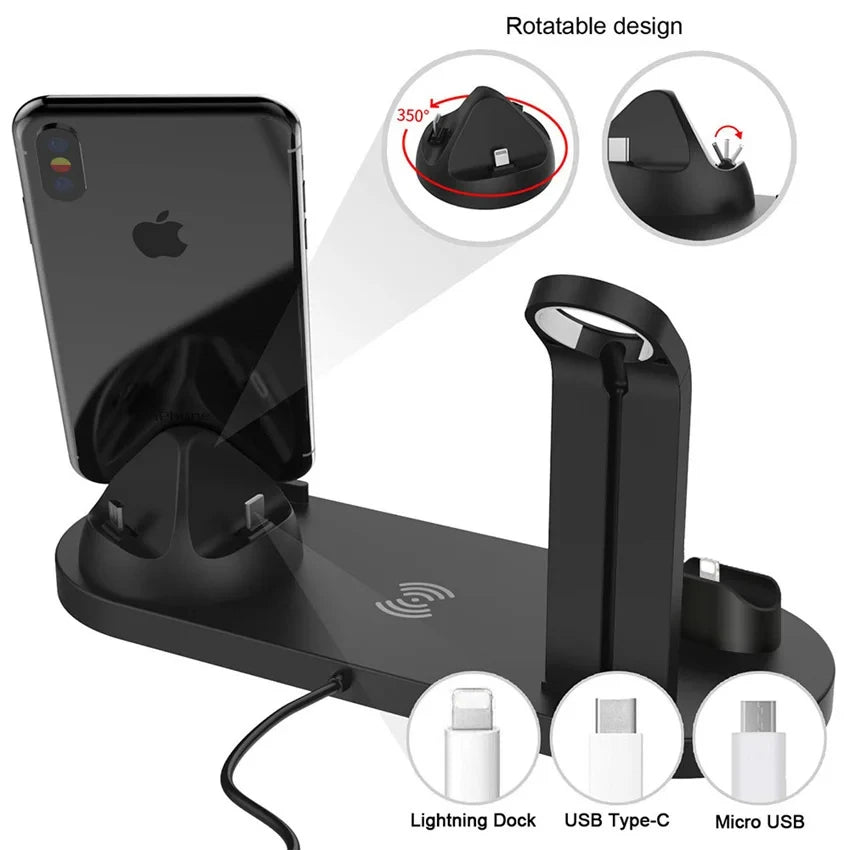 Universal Wireless Charging Station for iPhone17 16, 15, 14, 13, 12, 11 Pro Max/Pro/Mini/Plus & for AirPods Pro 2 - Quick Charge