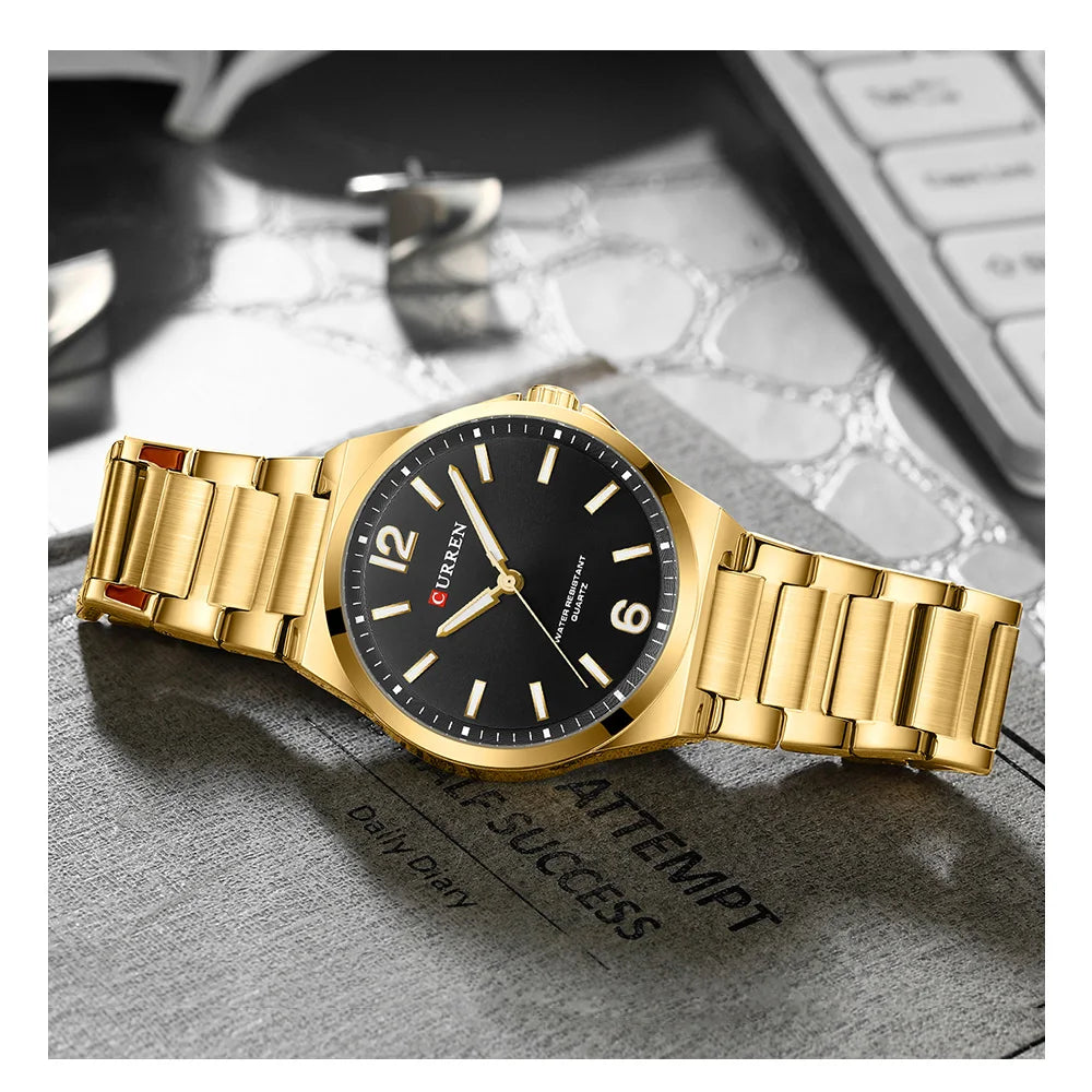 CURREN Men Quartz Movement Watch Waterproof Luminous Men's Watch, Stainless Steel Strap Business Watches