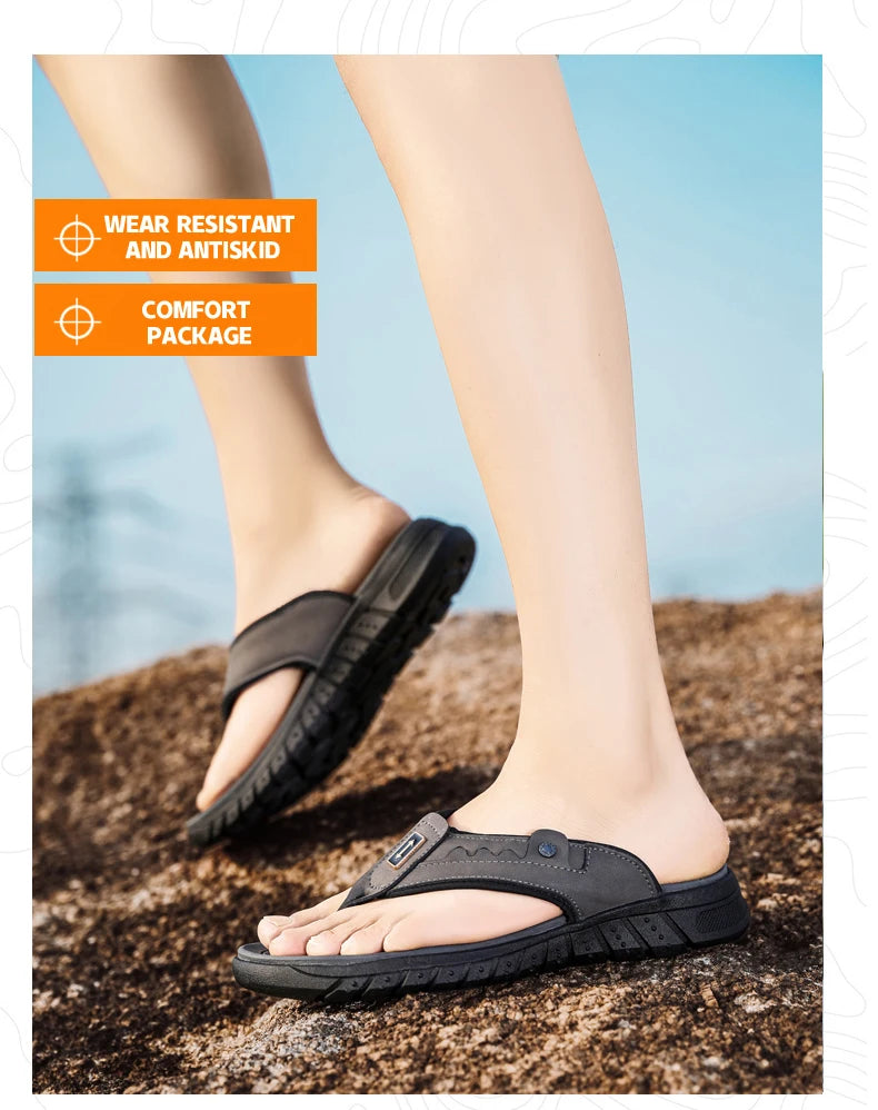Mens Casual Slippers Summer Outdoor Open Toe Beach Shoes Soft Bottom Comfortable Vacation Indoor Sandals Fashion Non Slip Breath