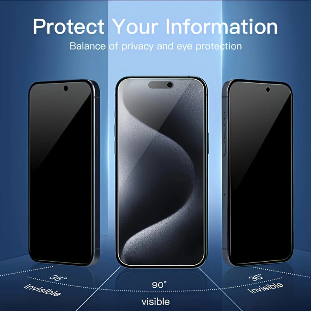 3Pcs Privacy Tempered Glass Screen Protector for iPhone 17 Pro Max 17 16 15 Pro Dust-Free Installation Anti-Spy Protectors