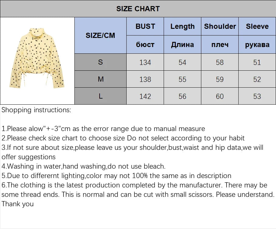 Women's Polka Dots Jacket with Tie New 2026 Spring Long Sleeve High Collar Loose Women Versatile Short Coats Chic Female Jackets