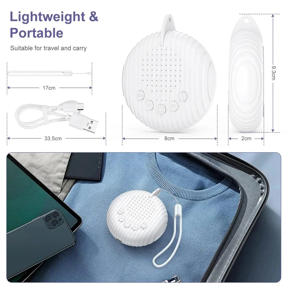 White Noise Sound Machine Portable Baby Sleep Machine 10 Soothing Sounds Volume Adjustable Built-in Rechargeable Battery USB