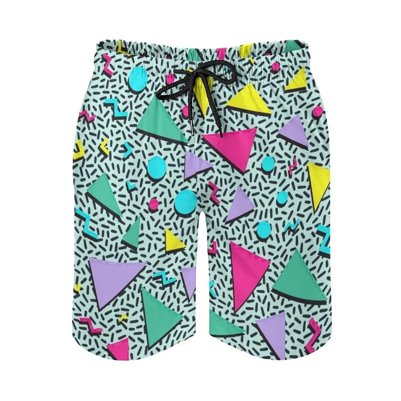 Fashion 80s 90s Graphic Beach Shorts For Men Hot Sale Swimming Trunks Kids Boys Quick Dry Board Shorts Summer Street Short Pants