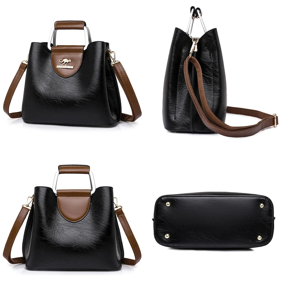 Luxury Oil-Textured Designer Shoulder Bag – Elegant Soft Leather Crossbody Tote for Women