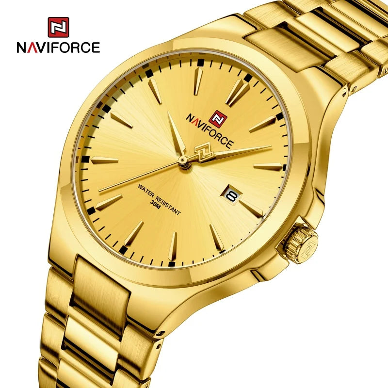 NAVIFORCE Original Design Fashion Men's Watches Stainless Steel Simple Calendar Male Waterproof Wristwatches Relogio Masculino