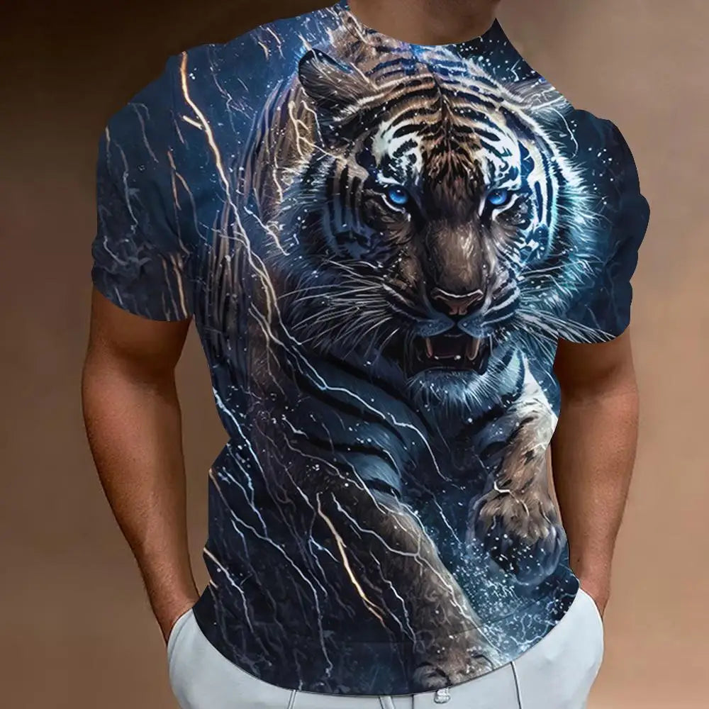 New Tiger Men's T-shirt 3D Printing Animal Pattern Short Sleeve Men's Apparel Summer Fashion T-shirt Fashion Round Neck Top