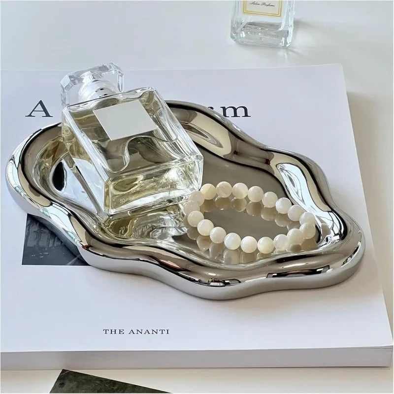 Cloud-Shaped Vanity Tray Plastic Jewelry Plate for Rings Earrings Perfume Keys Cute Unique Cloud Shape Bedroom Decor