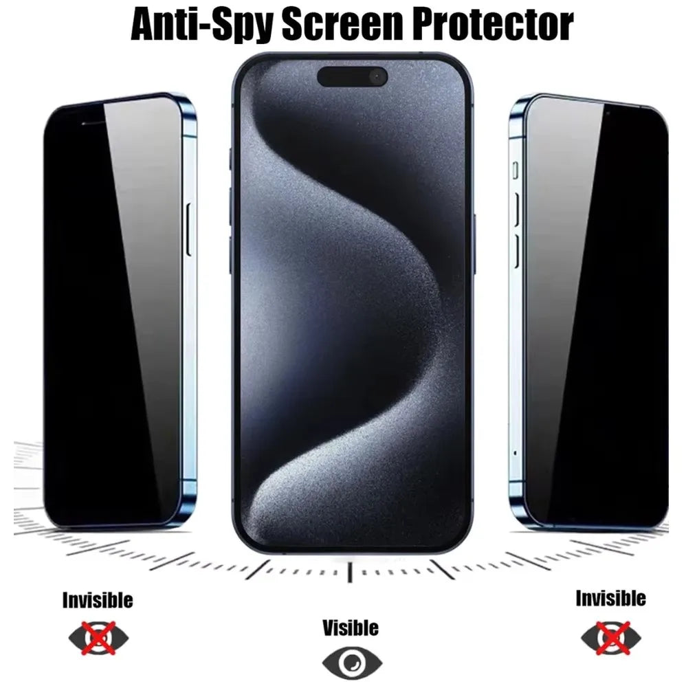 3PCS Privacy Screen Protector For iPhone 17 16 15 14 Pro Max 17e 16e, Tempered Glass For iPhone 13 12 11 Pro 15 14 Plus