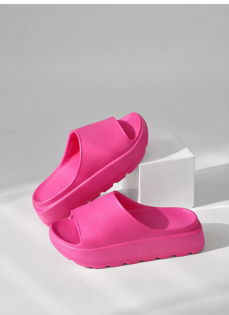 Comwarm Women Platform Slippers Soft EVA Thick Sole Sandals Fashion High Bottom Flat Heel Slippers Non-slip Casual House Slides
