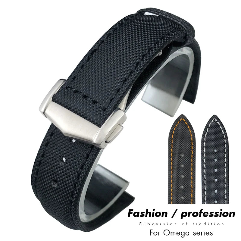 19mm 20mm  21mm 22mm Nylon Watchband For Omega Planet Ocean Seamaster 300 Speedmaster Fabric Leather SEIKO Canvas Watch Strap