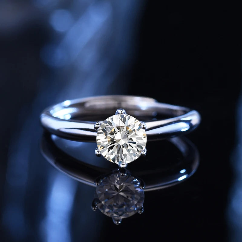 Customized 2.0ct Moissanite Ring D VVS1 Pass Diamond Test Pen Adjustable Size S925 Sliver Wedding Rings for Women