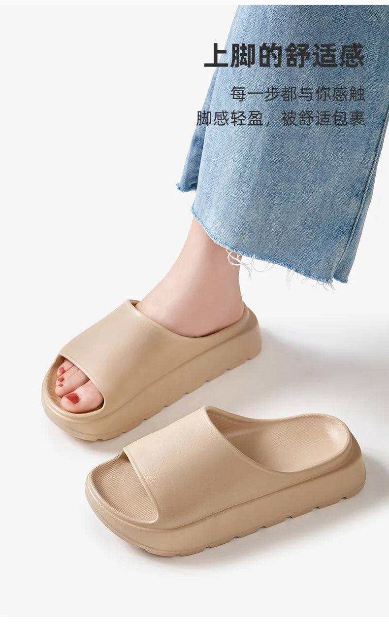 Comwarm Women Platform Slippers Soft EVA Thick Sole Sandals Fashion High Bottom Flat Heel Slippers Non-slip Casual House Slides