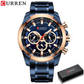 CURREN Men's Chronograph Watch 48mm Big Dial with Stainless Steel Band Triple Sub- Dials Luxury Quartz Sport Wristwatch