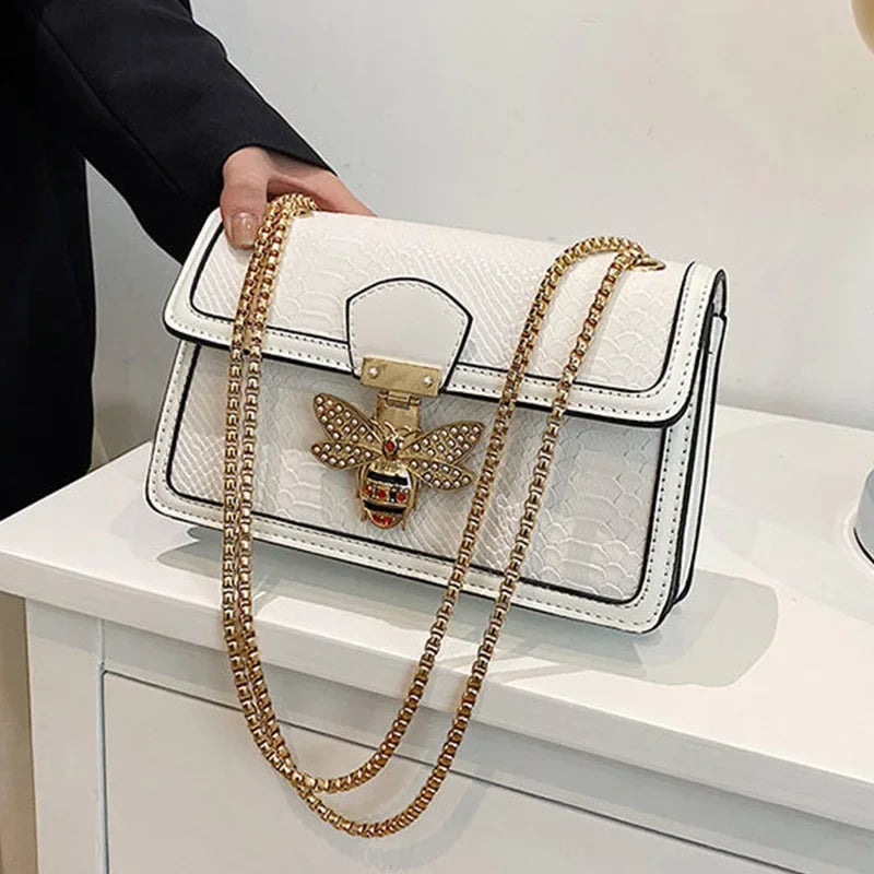 Royal Bee Crocodile Crossbody Bag – Luxury Flap Tote & Shoulder Handbag for Women