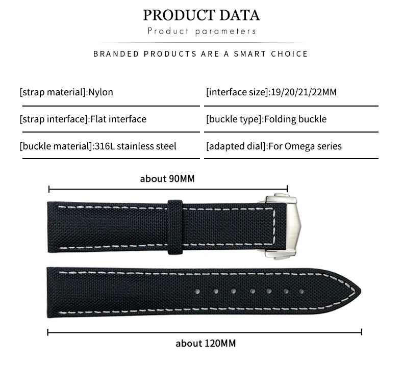 19mm 20mm  21mm 22mm Nylon Watchband For Omega Planet Ocean Seamaster 300 Speedmaster Fabric Leather SEIKO Canvas Watch Strap