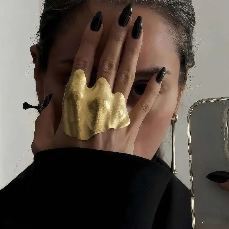 Hiphop Punk Irregular Pleated Knuckle Rings for Women Men Minimalist Exquisite Joint Finger Rings Y2K Gothic Jewelry Gift