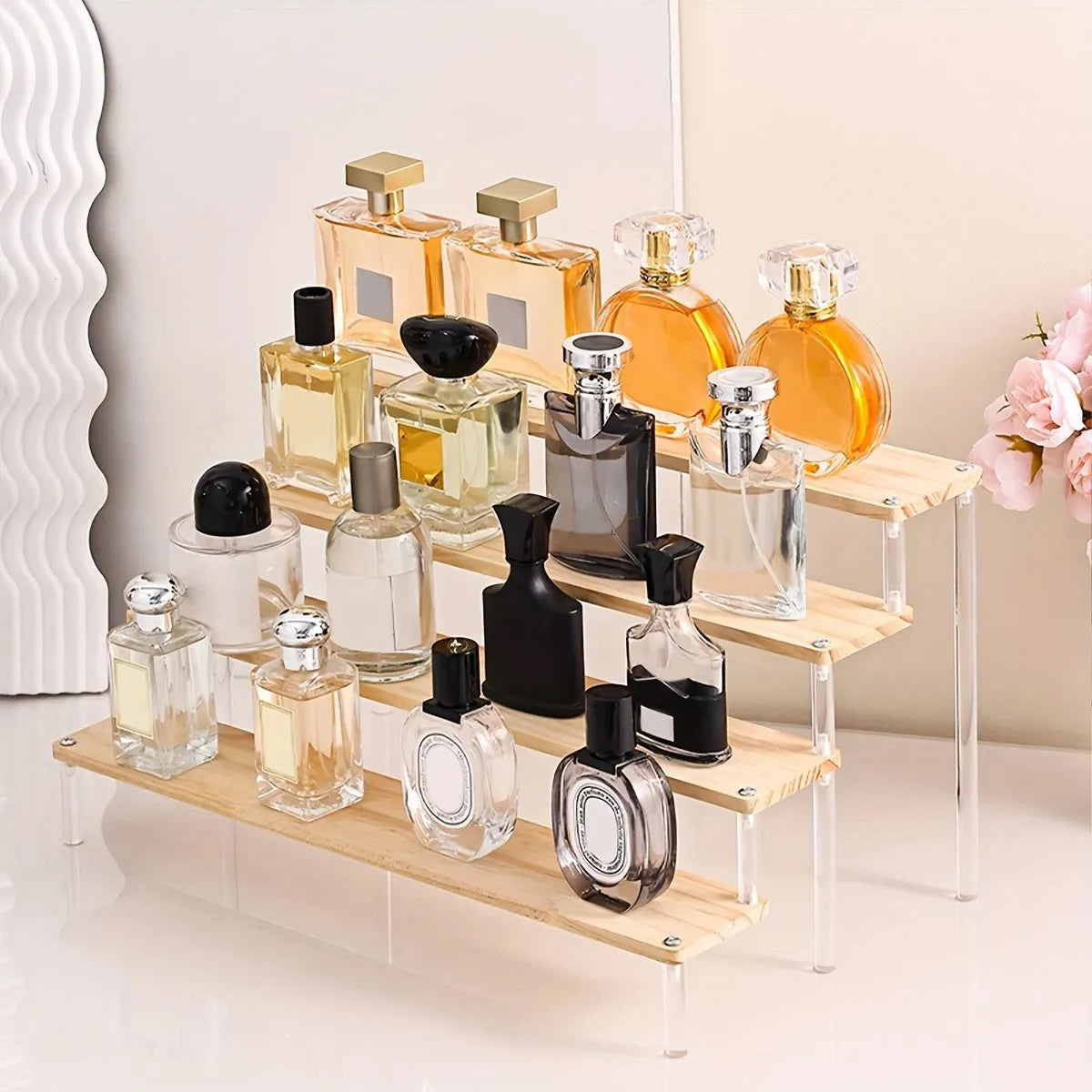 Wooden Transparent Display Rack, Perfume Storage Rack, Multi-Functional Decoration Rack, Used for Cosmetics, Nail Polish, Dolls