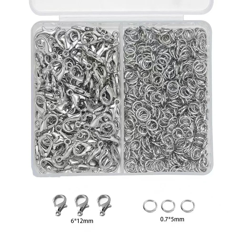 150pcs/box Silver Color Lobster Clasps And Open Rings Bracelets Necklaces Connector DIY Jewelry Making Accessories Supplies Kit