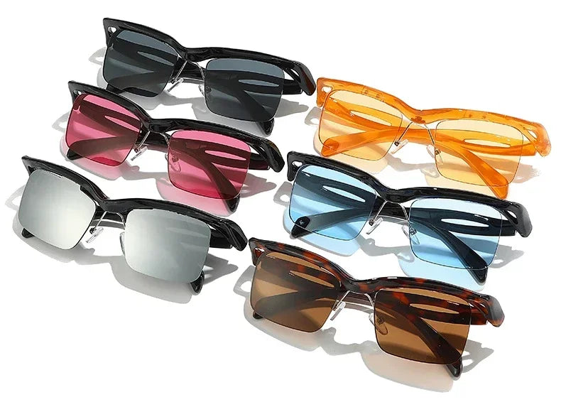 JNPCXI Retro Unique Rimless Square Sunglasses Fashion Ocean Lens Shades Brand Designer Men Punk Mirror Sun Glasses