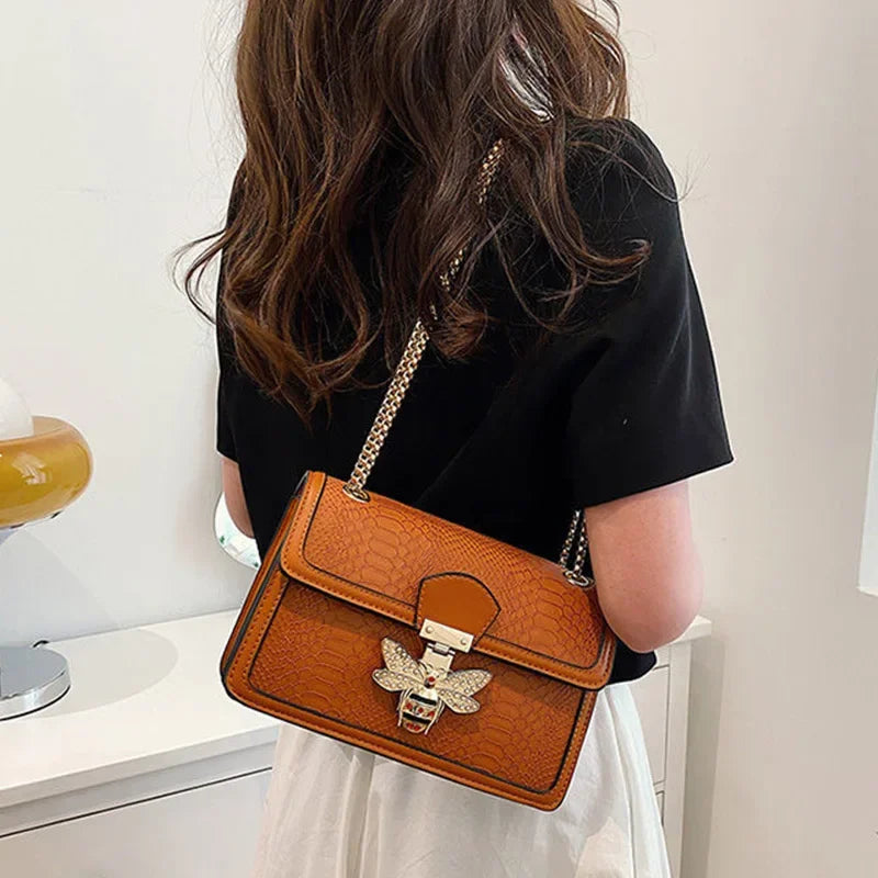 Royal Bee Crocodile Crossbody Bag – Luxury Flap Tote & Shoulder Handbag for Women