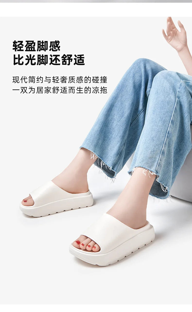 Comwarm Women Platform Slippers Soft EVA Thick Sole Sandals Fashion High Bottom Flat Heel Slippers Non-slip Casual House Slides