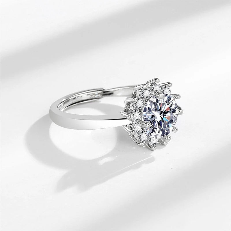 Customized 2.0ct Moissanite Ring D VVS1 Pass Diamond Test Pen Adjustable Size S925 Sliver Wedding Rings for Women