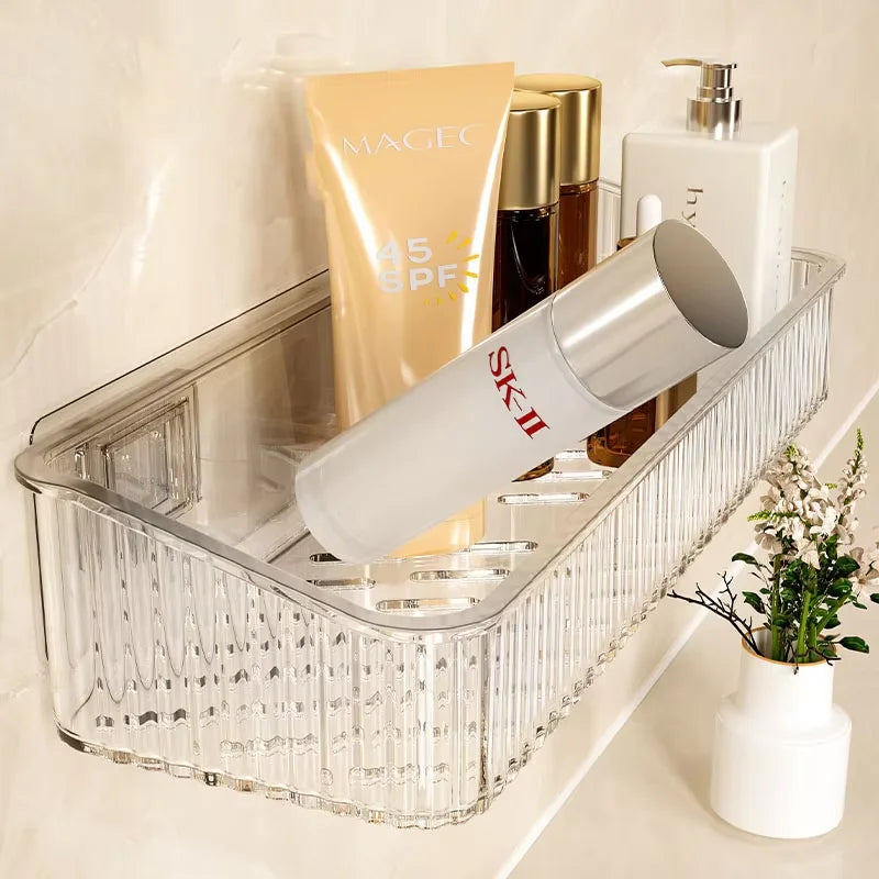 Punch-free Light Luxury Bathroom Storage Rack Toilet Wash Basin Wall Mount Toilet Wall Cosmetics Storage Rack