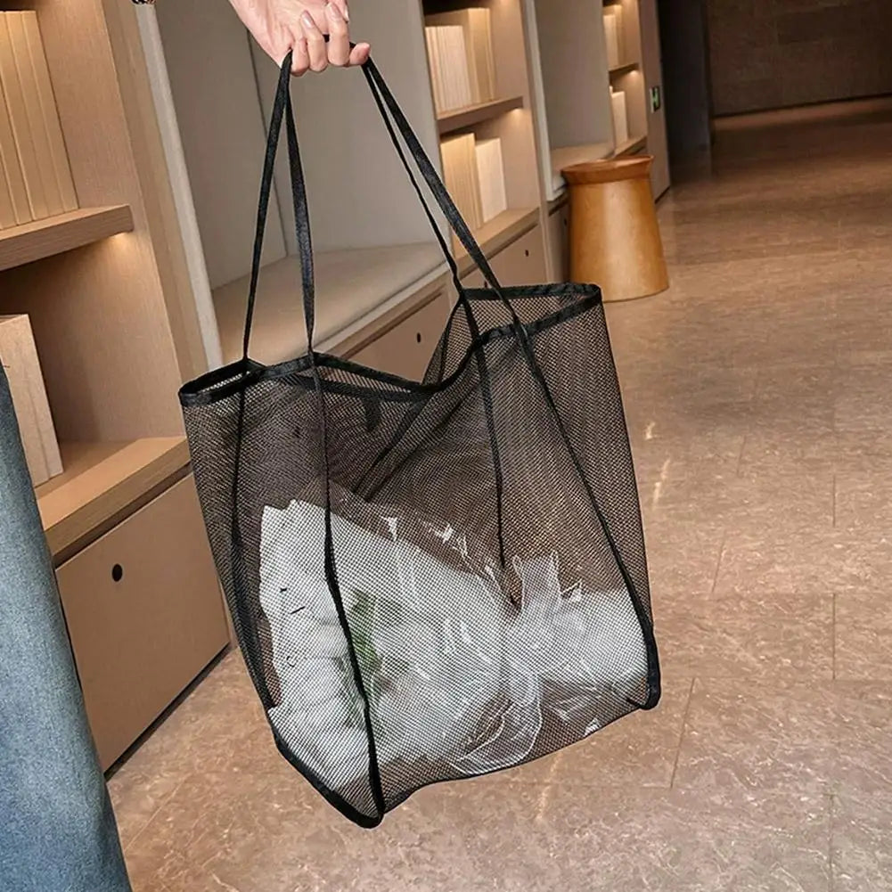 Transparent Mesh Bag Large Capacity Beach Bag Versatile Organizer Handbag Cosmetic Cosmetics Toiletries Storage Bag For Pool