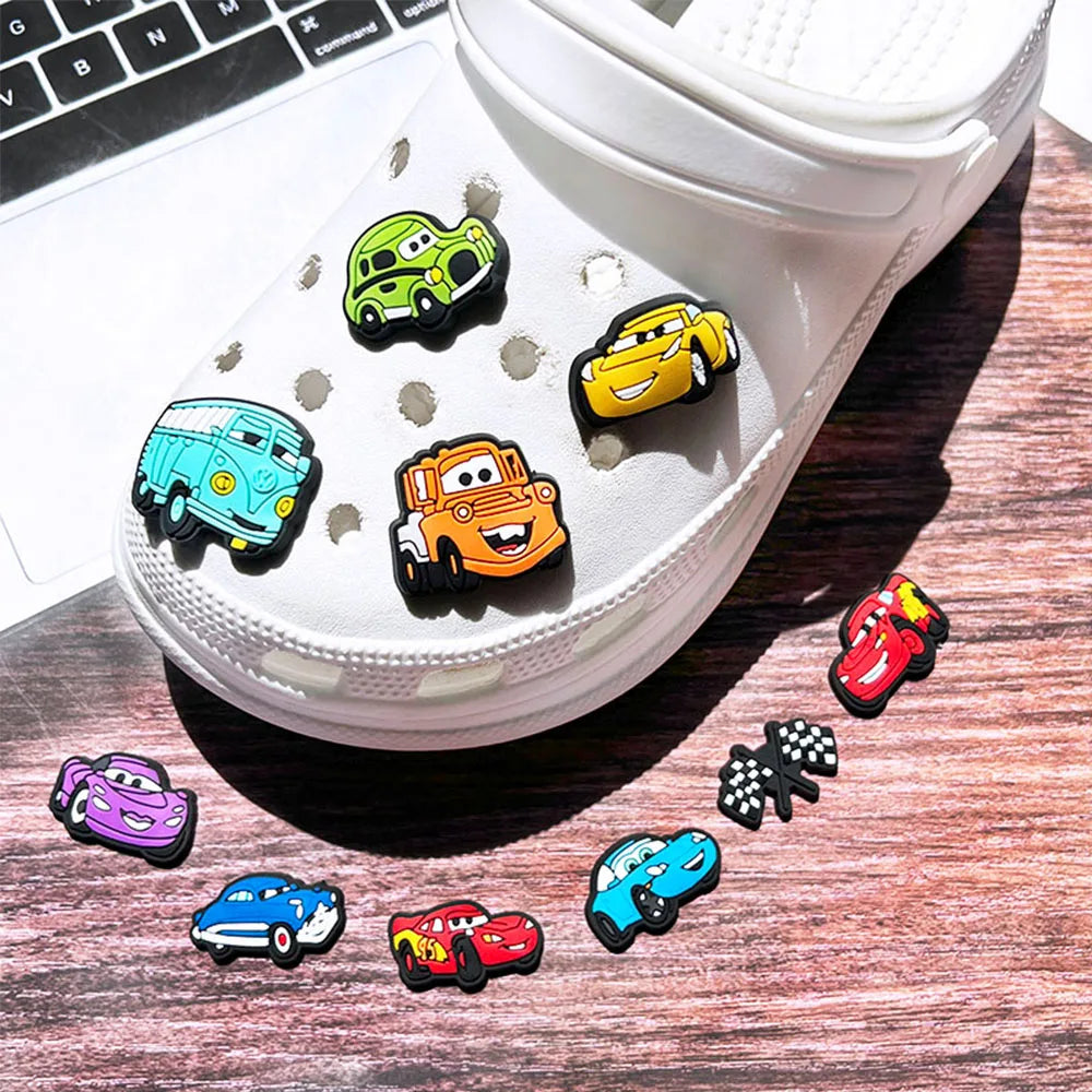 Hot Sales Potdemiel Cartoon Car Series PVC Shoe Charms Accessories Detachable DIY Shoe Decorations Buckle Creativity Gifts