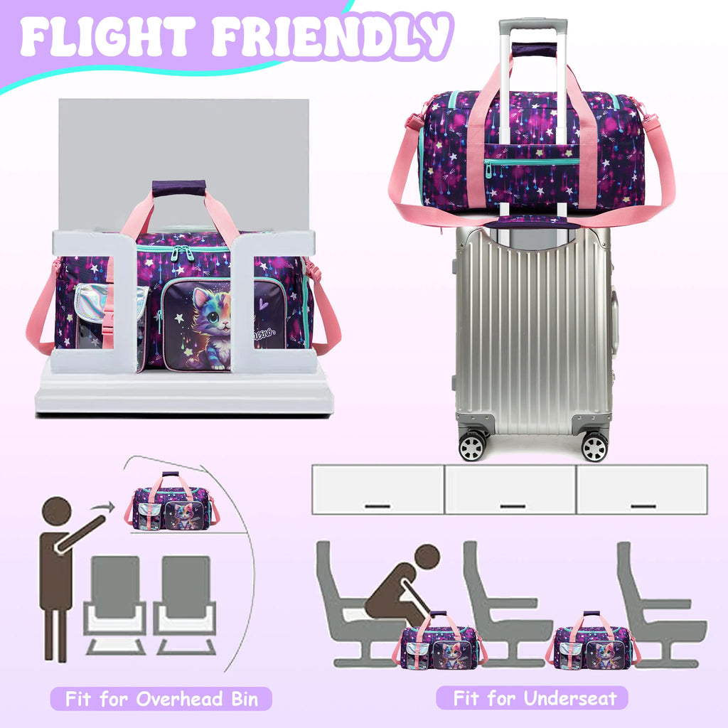 Travel Bag for Kids,Girls Duffle Bag Sleepover Bag for Girls,Gym Bag Sports Duffel Bag,Dance Bag for Girls With Shoe Compartment