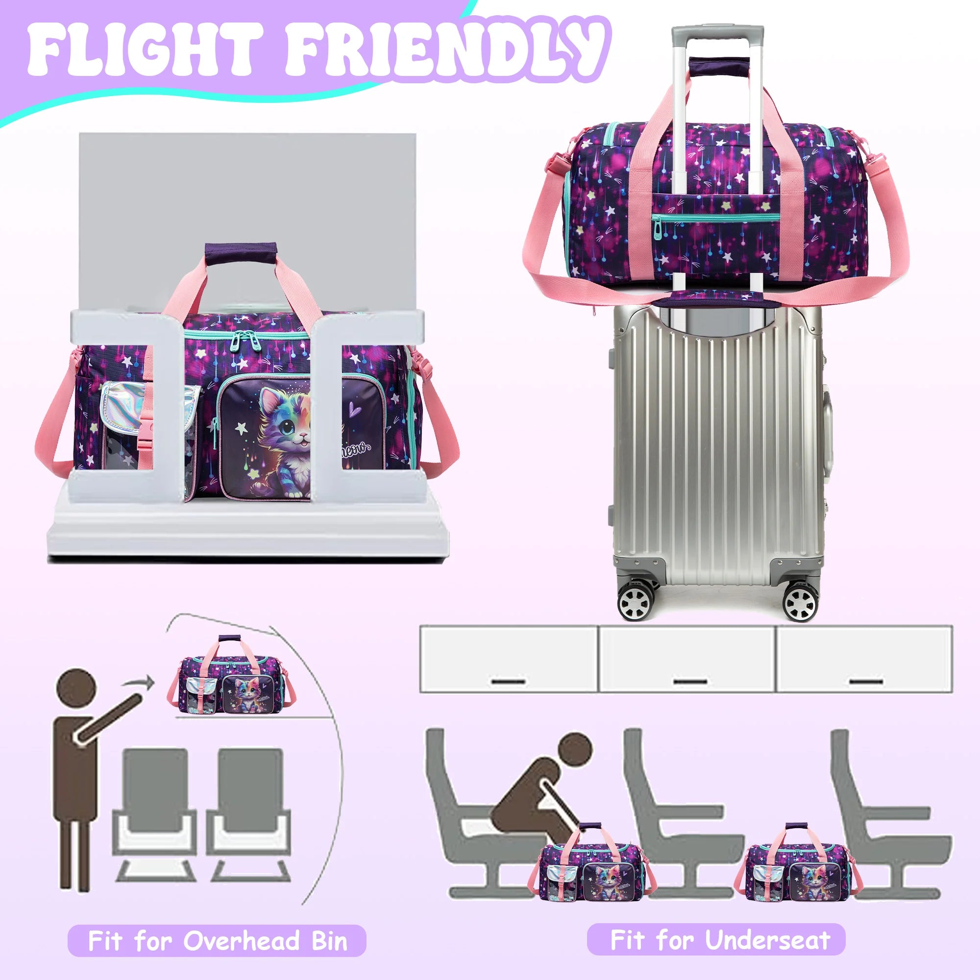 Travel Bag for Kids,Girls Duffle Bag Sleepover Bag for Girls,Gym Bag Sports Duffel Bag,Dance Bag for Girls With Shoe Compartment
