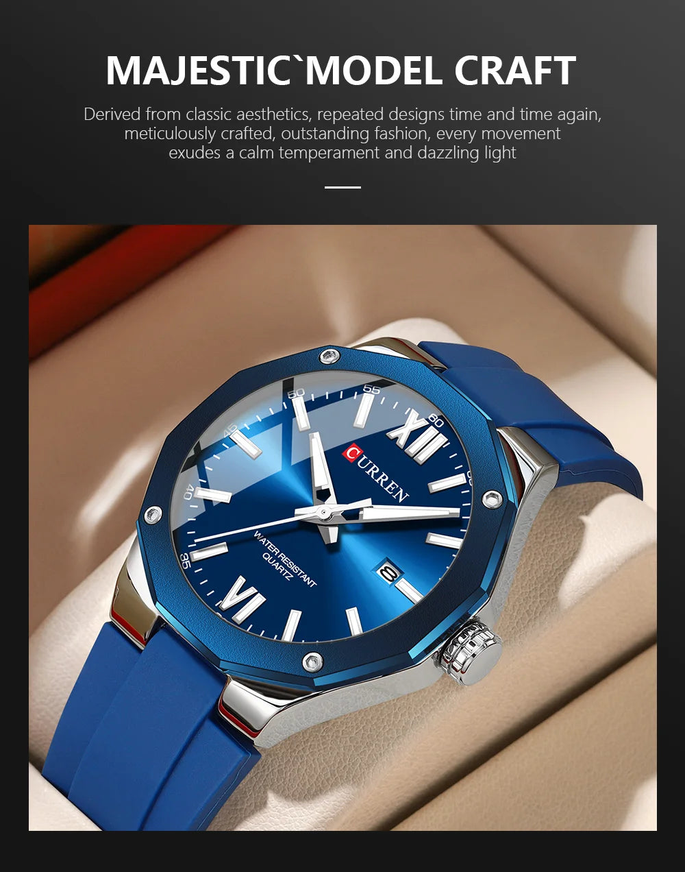 CURREN Simple Luxury Men's Watches New Business Quartz Wristwatch with Silicone Strap Luminous Hands Waterproof Clock