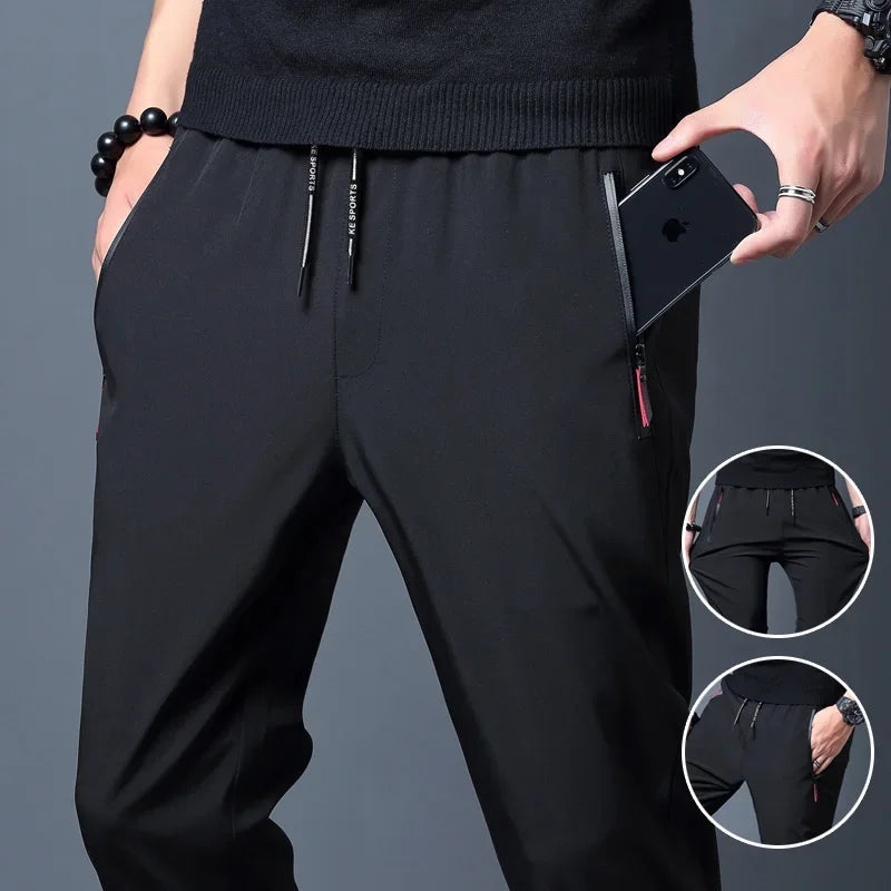 Classic Urban Straight-Leg Joggers – Men's Slim Fit Elastic Waist Casual Trousers