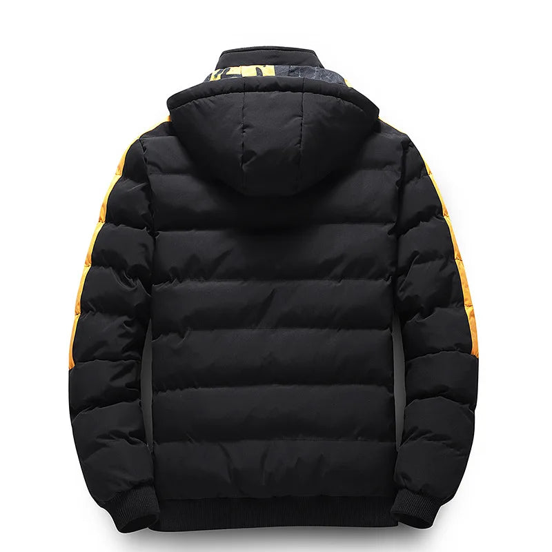 Double-Sided Wear Cotton Jacket for Men Youth Winter Warm Outerwear Hooded Thickened Rabbit Fur Lining Casual Suit