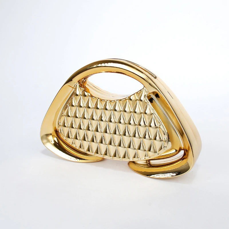 Glamour Chain Acrylic Clutch – Luxury Metallic Crossbody Evening Bag for Women