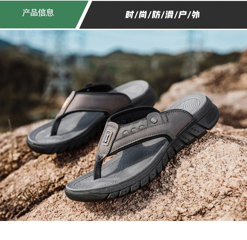 Mens Casual Slippers Summer Outdoor Open Toe Beach Shoes Soft Bottom Comfortable Vacation Indoor Sandals Fashion Non Slip Breath