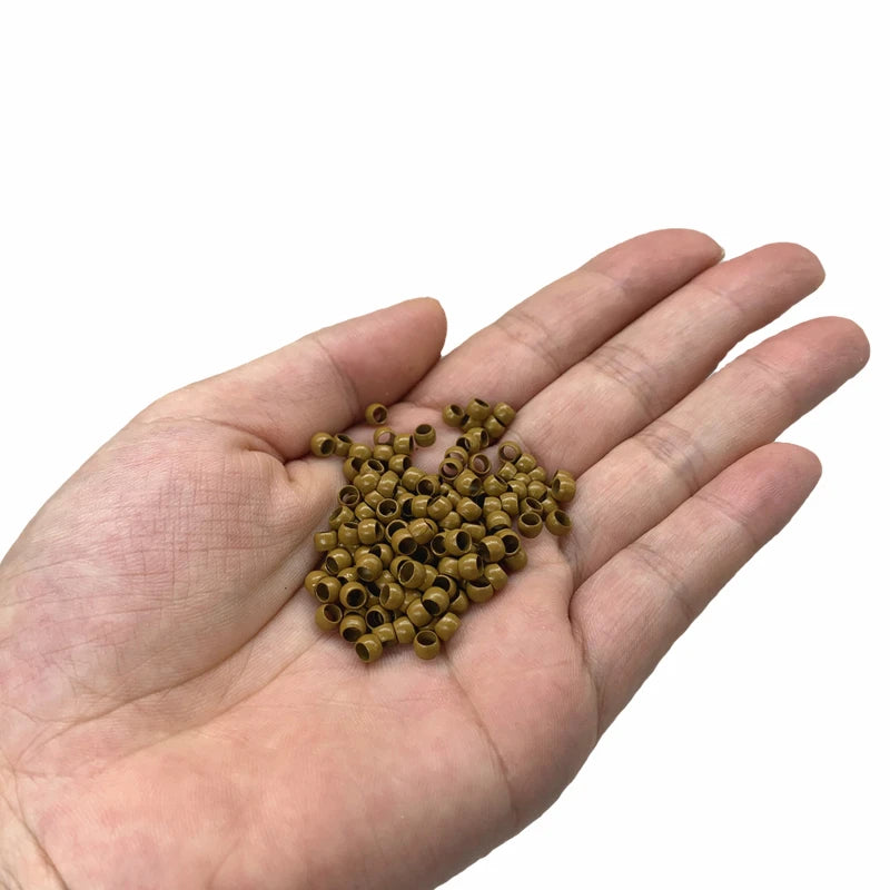 1000Pcs Multipurpose 4.0mm Non-Silicone Nano Lined Beads Copper Nano Rings for Hair Tinsel Feather Extensions Black/Brown/Beige