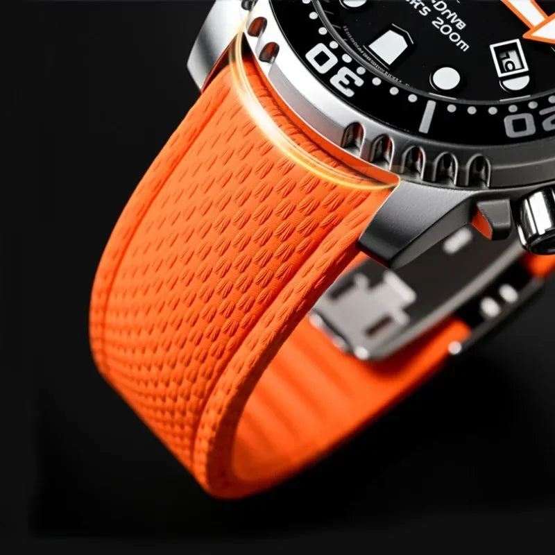 CTS FKM Rubber Strap 18/19/20/21/22/24mm Curved End Fluororubber Quick Release for Cut To Size Watch Band for Tissot/Omega/Seiko