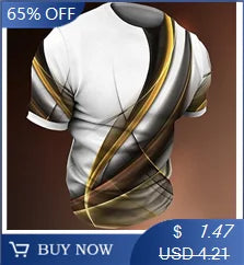 Breathable Polyester Short Sleeve Tee Men's Fashionable Digital Print Short Sleeve T-Shirt in Black & Gray Stripes - Breathable