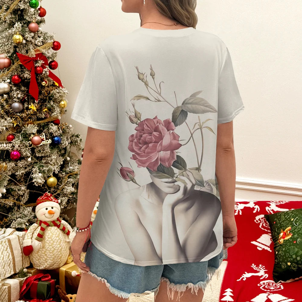 Artistic Floral Carved T-Shirt