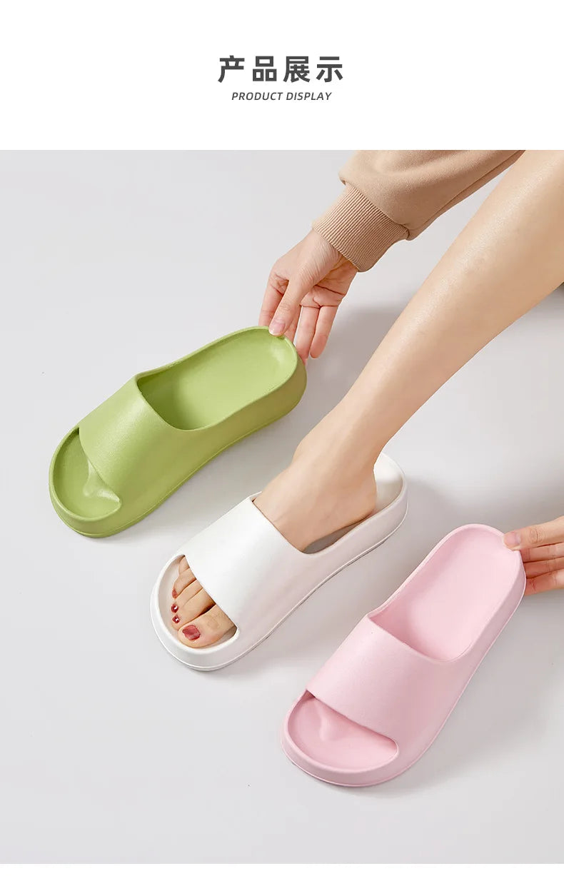 Comwarm Women Platform Slippers Soft EVA Thick Sole Sandals Fashion High Bottom Flat Heel Slippers Non-slip Casual House Slides