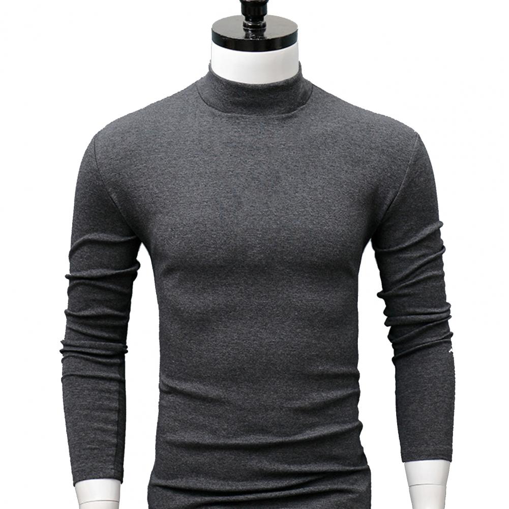 Men Shirt Casual Base Shirt Sweat Absorption All Match Long Sleeve Half High Collar Autumn Shirt Solid Color Men Shirt Blouses
