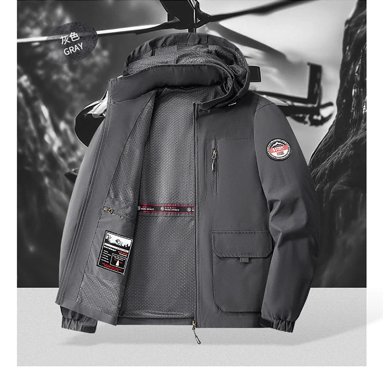 Jacket Mens Spring autumn New men jacket printing hooded Jackets casual coat Men's business coats Size M-7XL 8XL Hat detachable