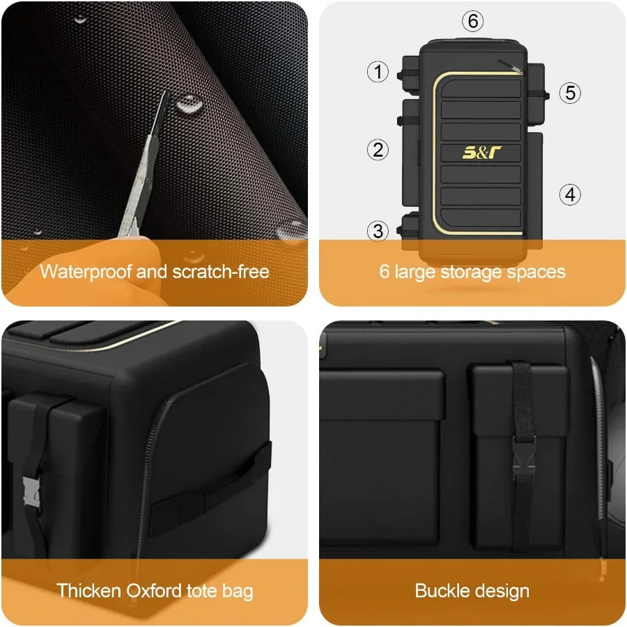 Car Trunk Organizer Car Boot Storage Organiser Multi Pocket Car Boot Tidy Storage 3 Times Size Folded Portable Waterproof 1680D