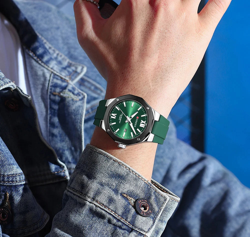 CURREN Simple Luxury Men's Watches New Business Quartz Wristwatch with Silicone Strap Luminous Hands Waterproof Clock