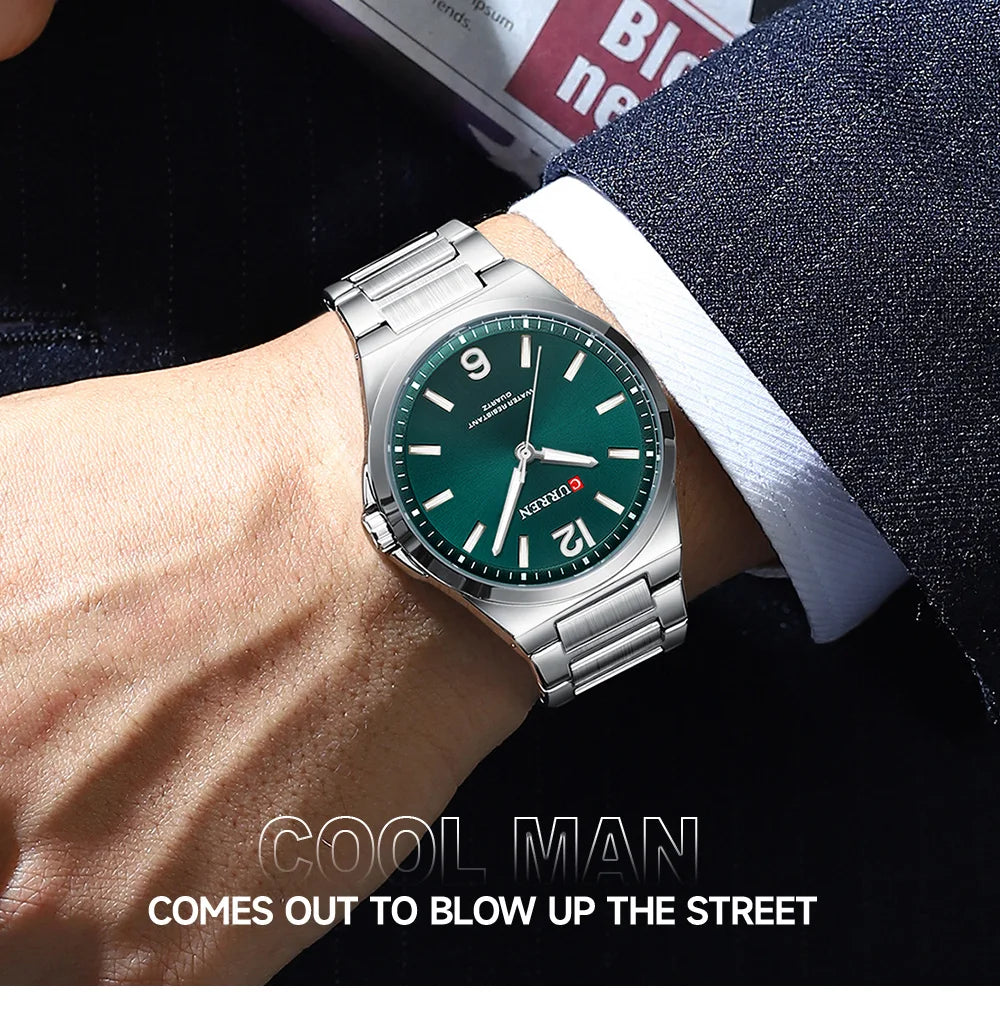 CURREN Men Quartz Movement Watch Waterproof Luminous Men's Watch, Stainless Steel Strap Business Watches