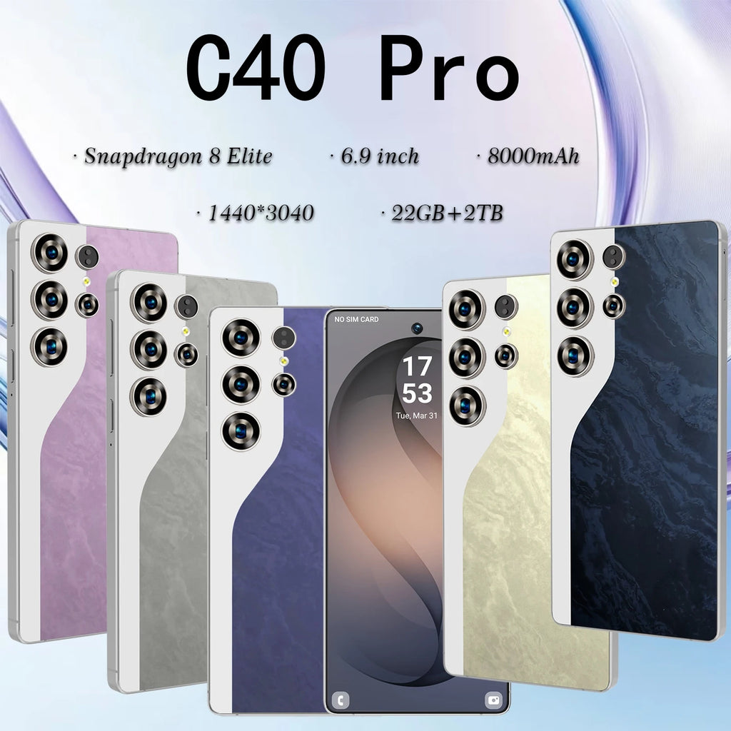 High Quality 2026 New C40 Pro original intelligent 4G 5G dual card dual standby system 22G 2T global version 8000mAh battery