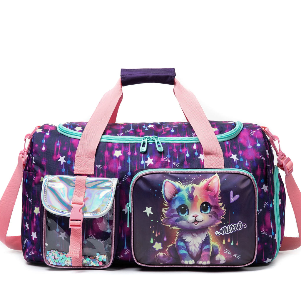 Travel Bag for Kids,Girls Duffle Bag Sleepover Bag for Girls,Gym Bag Sports Duffel Bag,Dance Bag for Girls With Shoe Compartment