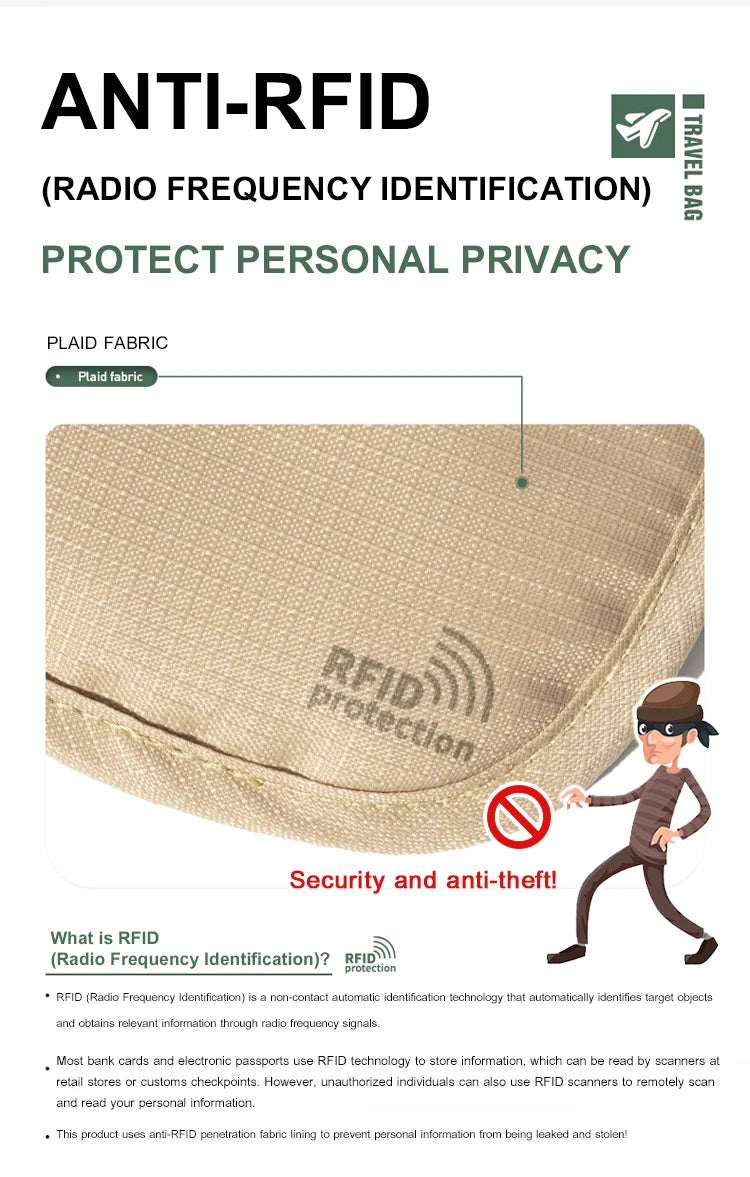 Travel document bag Lightweight multi-functional storage bag Passport holder mobile phone storage Waterproof anti-theft bag